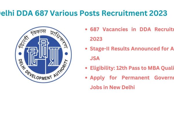 Delhi DDA 687 Various Posts Recruitment 2023