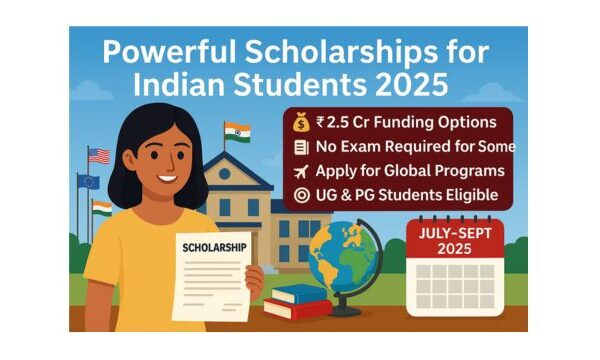 How to Grab 10 Powerful Scholarships for Indian Students in 2025 – Unlock Funding for Your Dreams Today! Scholarship alert 2025 – Indian student holding scholarship letter with flags of USA, UK, EU, and India, highlighting global funding options and deadlines.